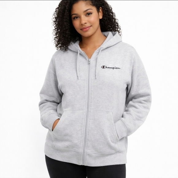 Champion Tops - Champion Zip Up Hoodie | Light Gray | Size Small | Fleece Lined | EUC